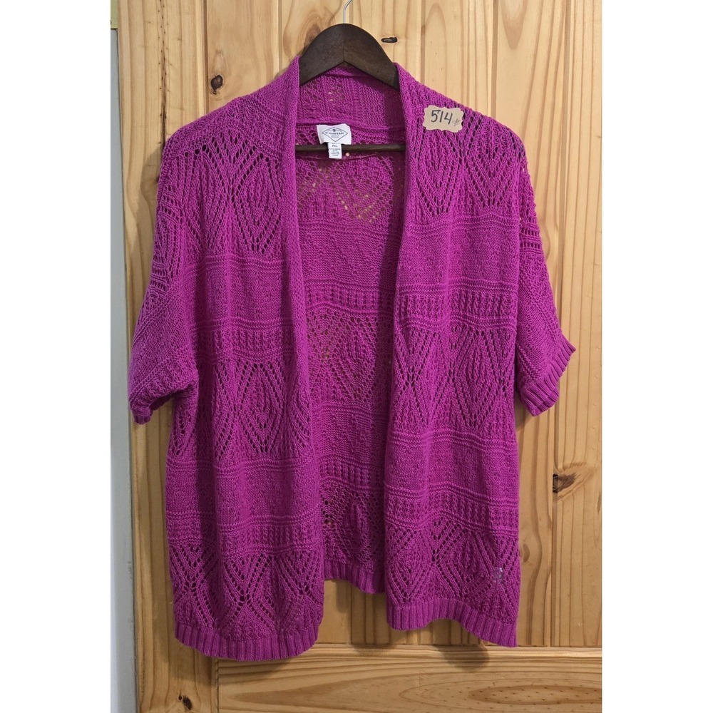 St John's Bay Women's Cardigan Sweater Size PXL Petite Shortsleeve Open Front